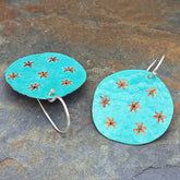 Copper Silver turquoise earrings